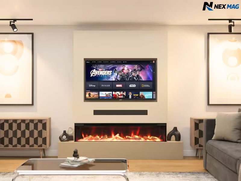 media wall with fireplace media wall with fireplace